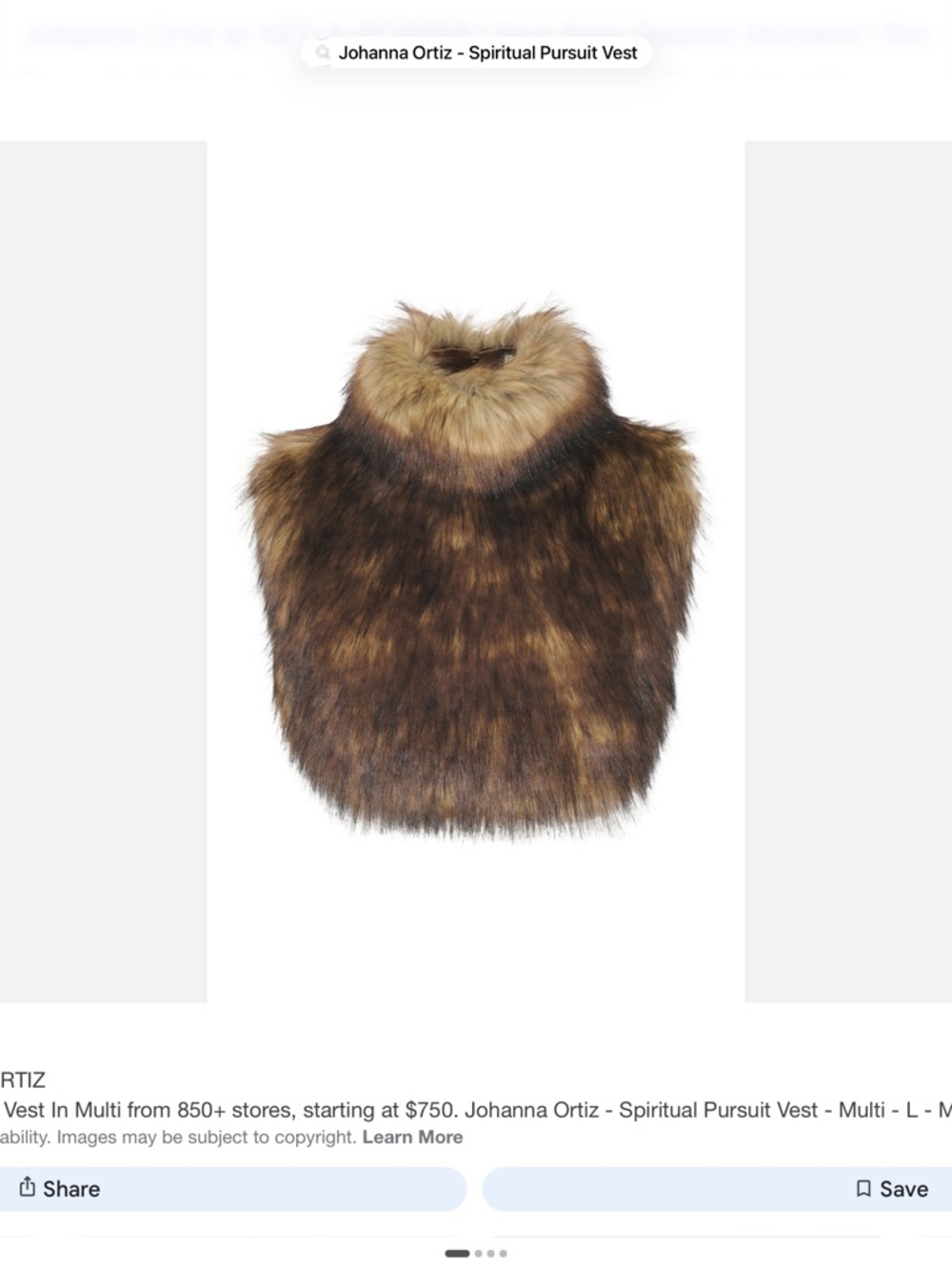 Johanna Ortiz Multi-Tone Brown Faux Fur High-Neck Collar—size S